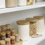 Honey Bee 3 Liter Multipurpose Airtight Round Glass with Bamboo Lid For Kitchen & Pantry - 2 miniature