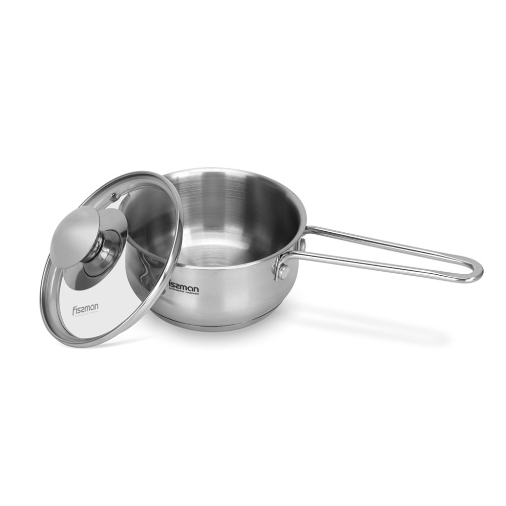 FISSMAN Saucepan 12 cm, 600mL with Glass Lid, Gulliver Series with Induction Bottom - 2
