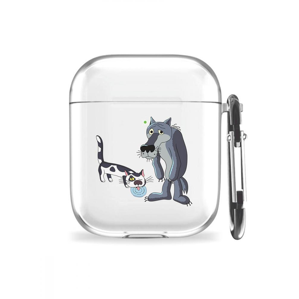 غطاء حماية لسماعات Airpods 1/2 بسلسلة مفاتيح ذات مرة ، كلب: قطة وذئب - 1