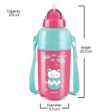 Milton Kool Trendy 400 Plastic Insulated Water Bottle with Straw for Kids, 370 ml, Cherry Pink - 6 miniature
