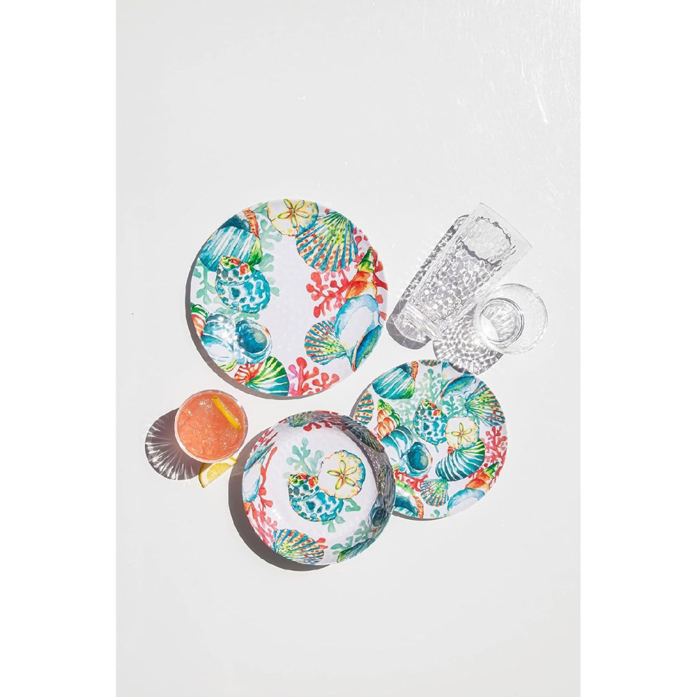 TarHong Sandbar Brights Ocean Themed Low Bowl, 8-Inch, 38-Ounce, Pure Melamine - 2