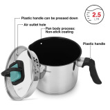 Fissman Milk Pot 16cm/2.5LTR With Glass Lid Stainless Steel - 2 miniature