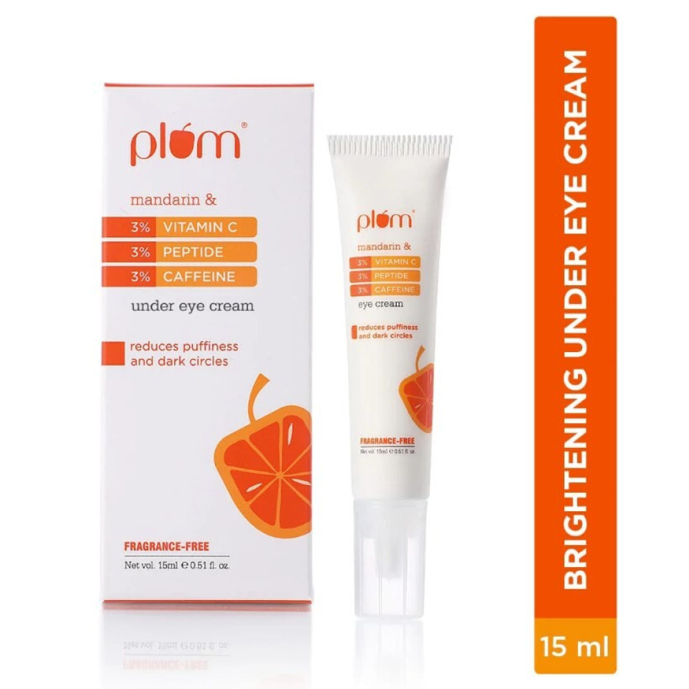 Plum 3% Vitamin C, 3% Peptide & 3% Caffeine Under Eye Cream with Mandarin 15ml - 1