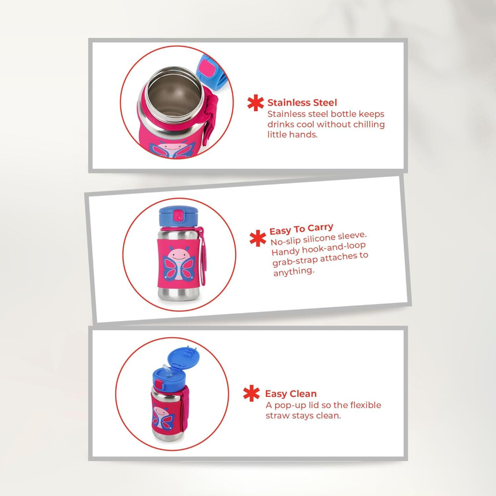 Skip Hop Zoo Straw Bottle - Butterfly - 4