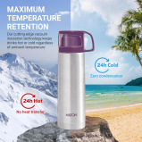 Milton Glassy 750 Thermosteel 24 Hours Hot and Cold Water Bottle with Drinking Cup Lid, Purple, 750 ml - 3 miniature