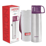Milton Glassy 750 Thermosteel 24 Hours Hot and Cold Water Bottle with Drinking Cup Lid, Purple, 750 ml - 1 miniature