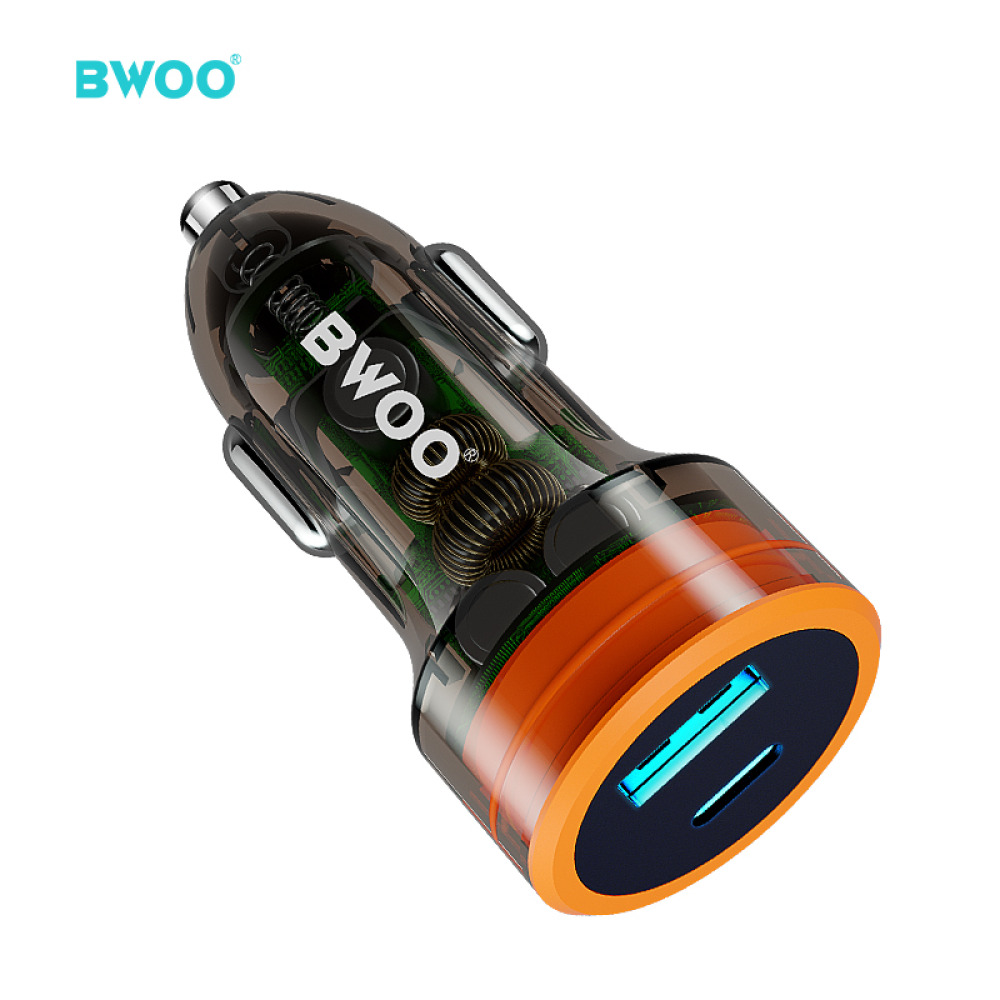 Bwoo 38W USB-A+USB-C 2 in 1 Transparent Car Fast Charger - 3