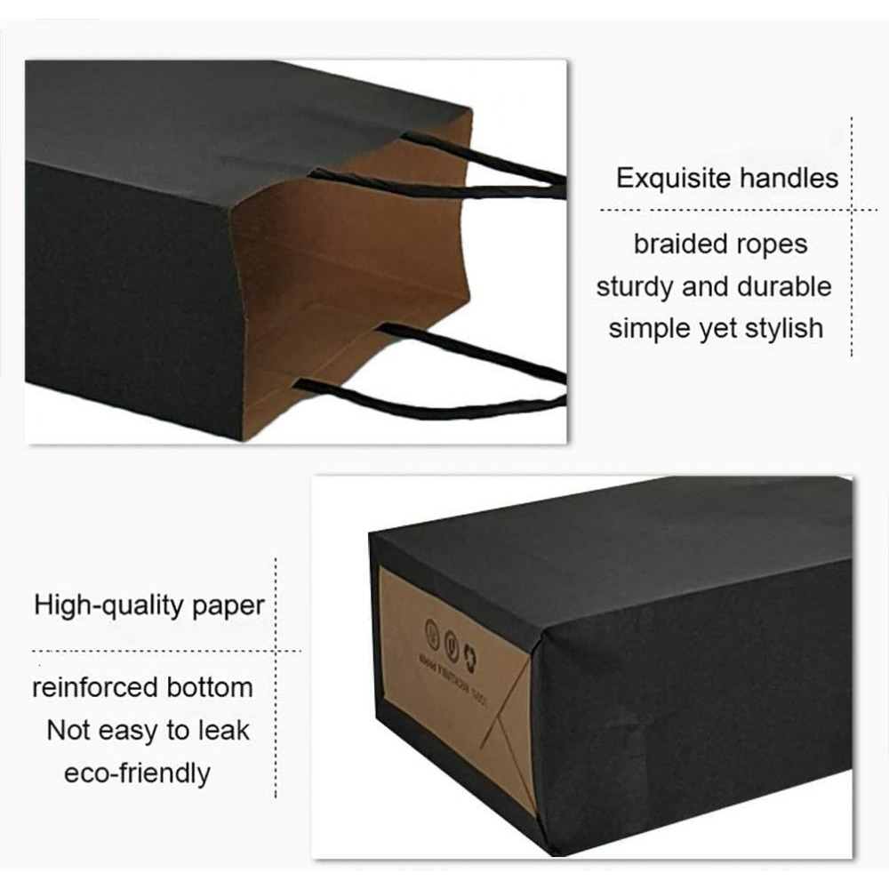 Coolbaby / Medium kraft paper gift bags, 12 pcs, 21x27x11 cm, black - 2