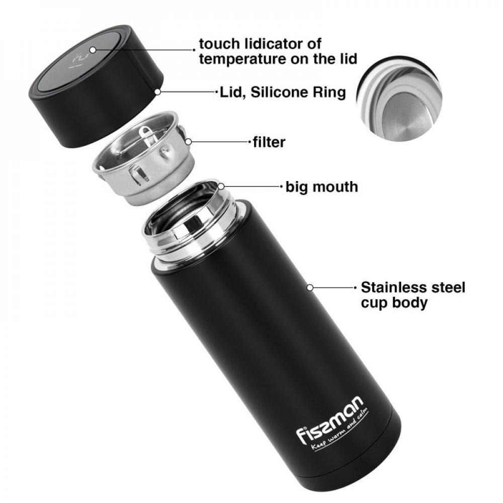 Fissman Double Wall Vacuum Flask 390ml Black (Stainless Steel) - 3