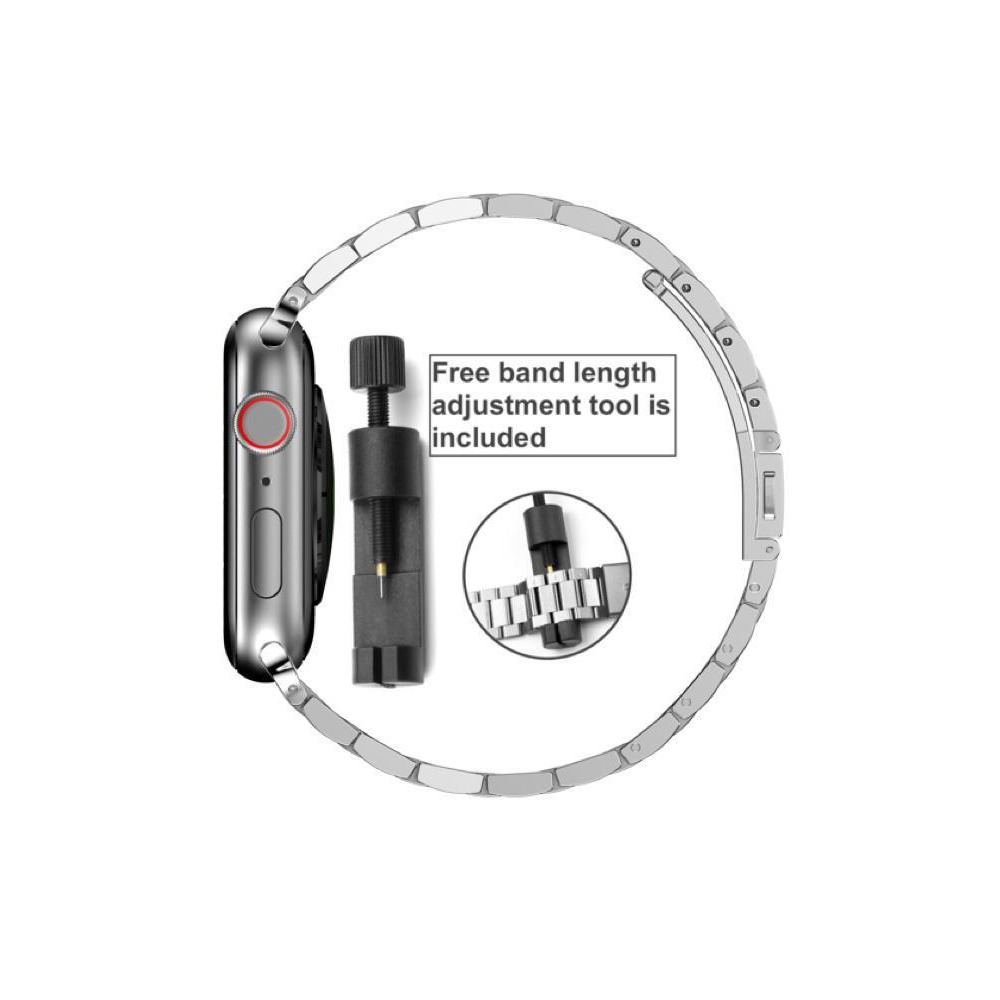 Perfii Stainless Steel Classic Triple Link Replacement Band for Apple Watch 41, 40, 38 mm Series 8/7/6/SE/5/4/3 - 3