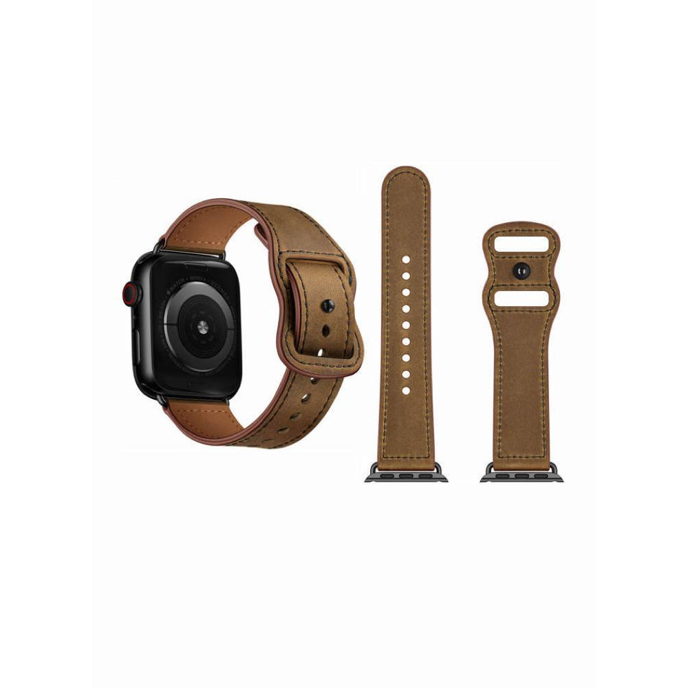 Perfii Infinity Solid Leather Replacement Band For Apple Watch 41, 40, 38 mm Series 8/7/6/5/4 SE - 2