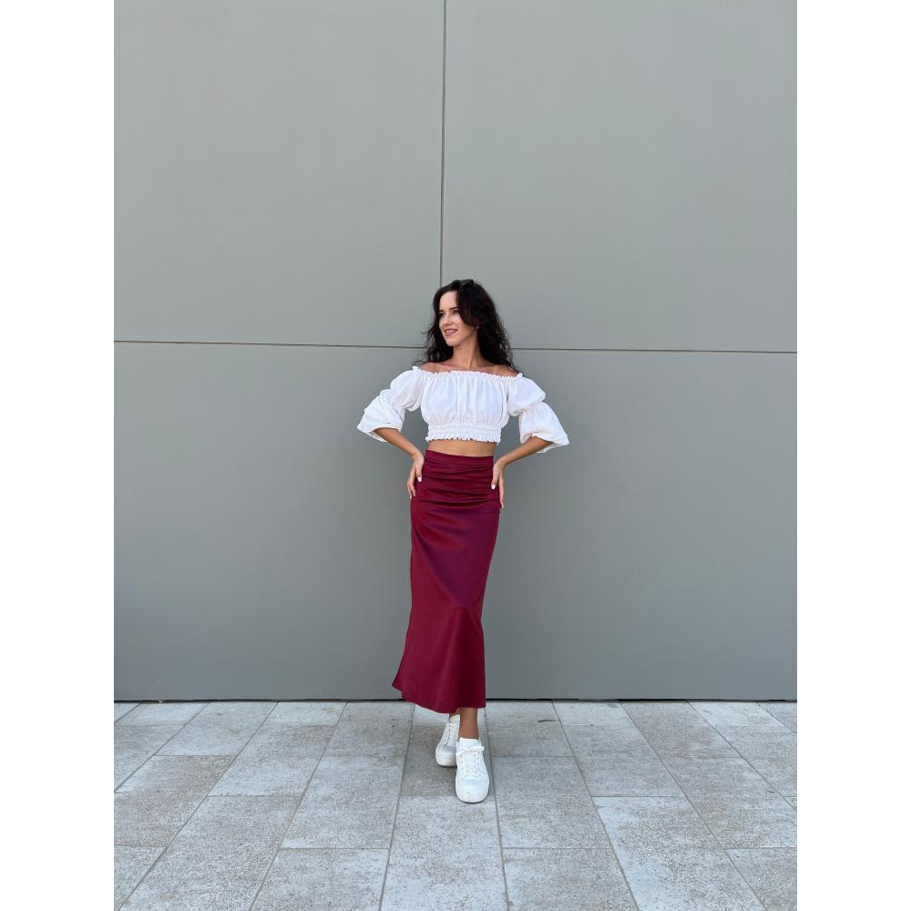 Шелковая Юбка Темно-Бордового Цвета (Размер M) - 2