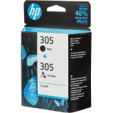 HP, Cartridges, 305 Original ink, Black/Tri-colour, 6ZD17AE, Pack of 2 - 2 miniature