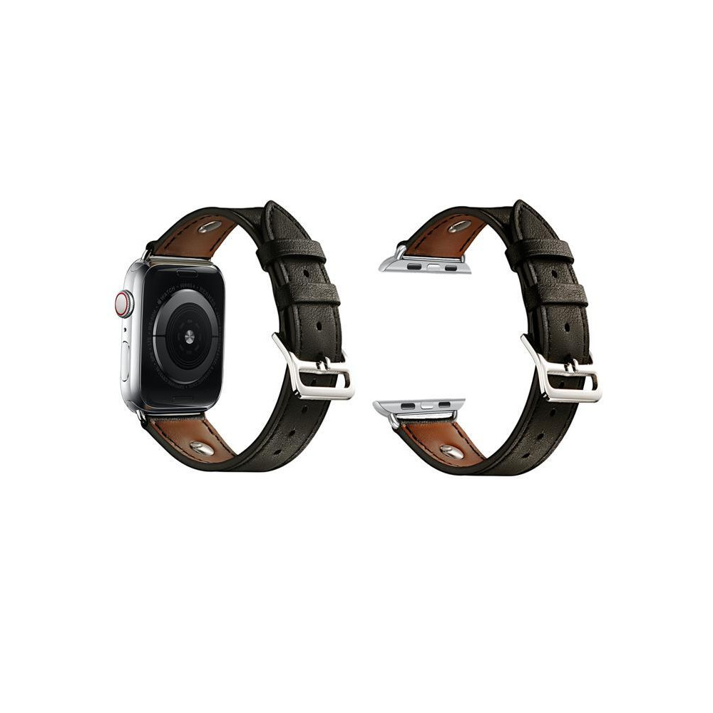 Perfii One Rivet Leather Replacement Band For Apple Watch 49/45/44/42mm Series Ultra/8/7/6/5/4/SE - 3