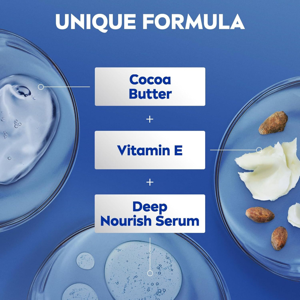 NIVEA Body Lotion for Dry Skin, Cocoa Butter, 5in1 Complete Care, 48H Deep Moisture, 2x400ml, Pack of 2 - 6