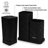 Fissman Kitchen Knife And Utensil Organizer 11x11x23+11x11x17 cm, Black Marble (Plastic) - 5 miniature
