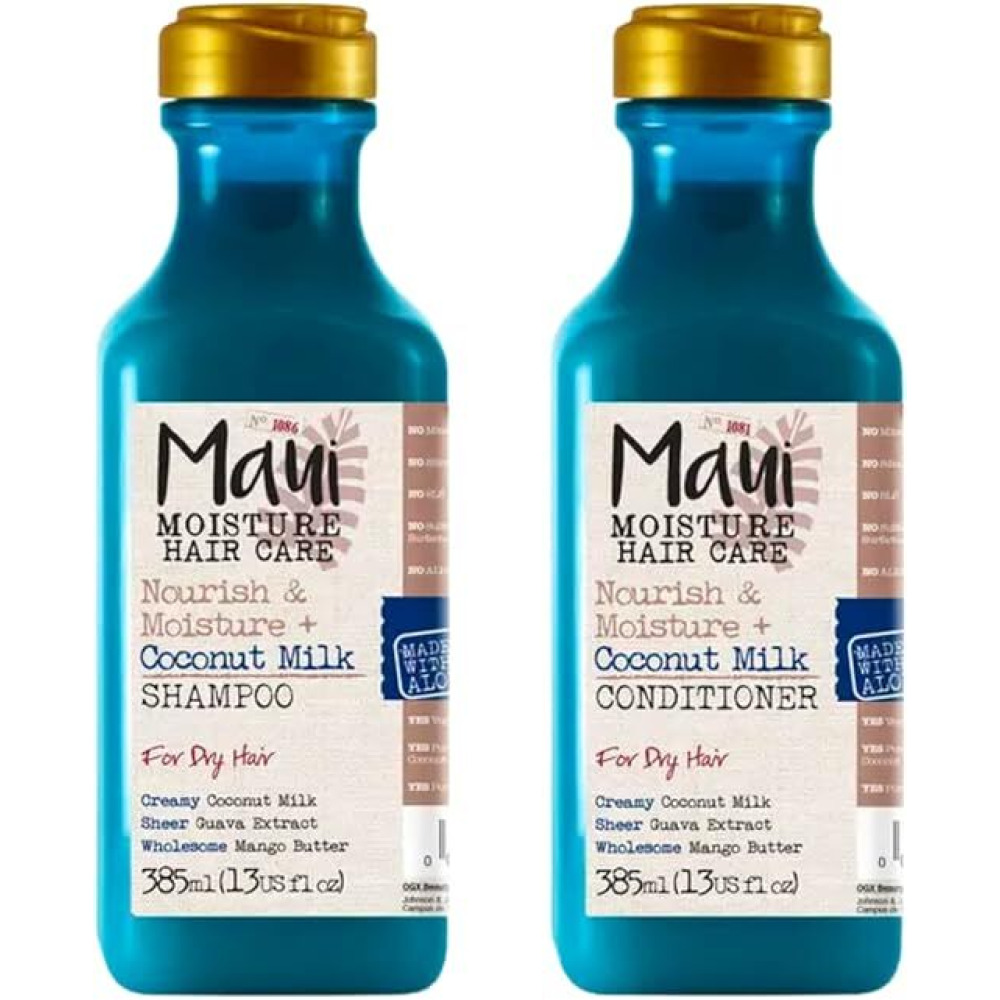 Maui Moisture Nourish & Moisture Coconut Milk SHAMPOO x 385ml & CONDITIONER x 385ml NORMAL to DRY HAIR (Pack of 2) - 1