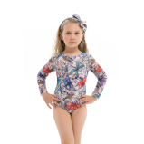 KID's Closed Back One-piece Swimsuit with Sleeves, Dragonflies, size 116 - 1 miniature