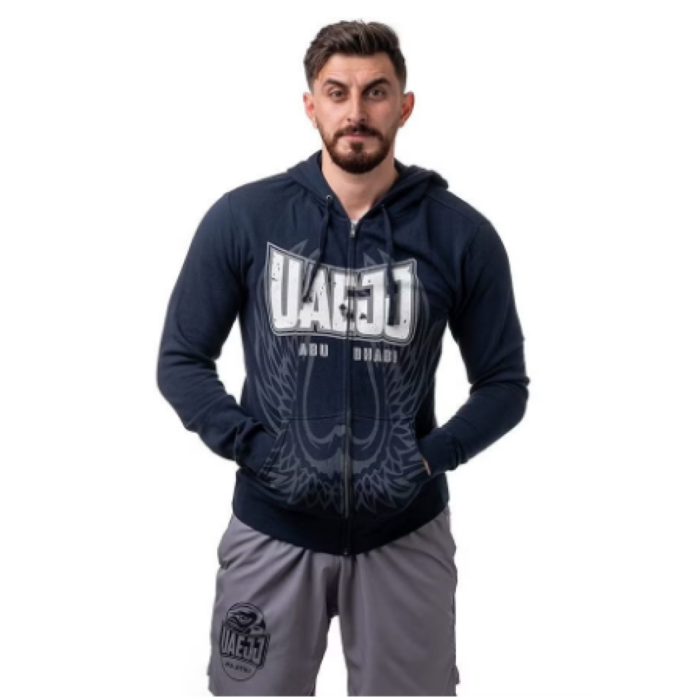 UAEJJ Jiu-Jitsu Falcon Wing Hoodie for Men, Black, size M - 1