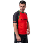 UAEJJ Jiu Jitsu واقي من الطفح الجلدي بأكمام قصيرة، أحمر، مقاس S - 1 miniature