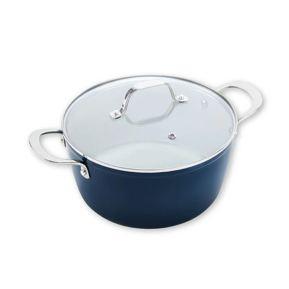Cosmic Cookware Cosmo Non-Stick Casserole: Glass Lid & Ceramic Coating with Effortless Cooking - Navy Blue - 1