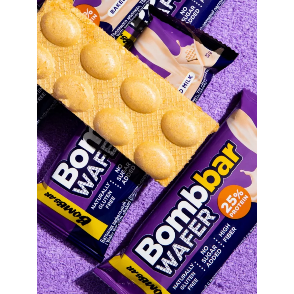 بومببار بار ويفر بنكهة الحليب المخبوز وزبدة الحليب والجوز 12 × 32 جم - 2