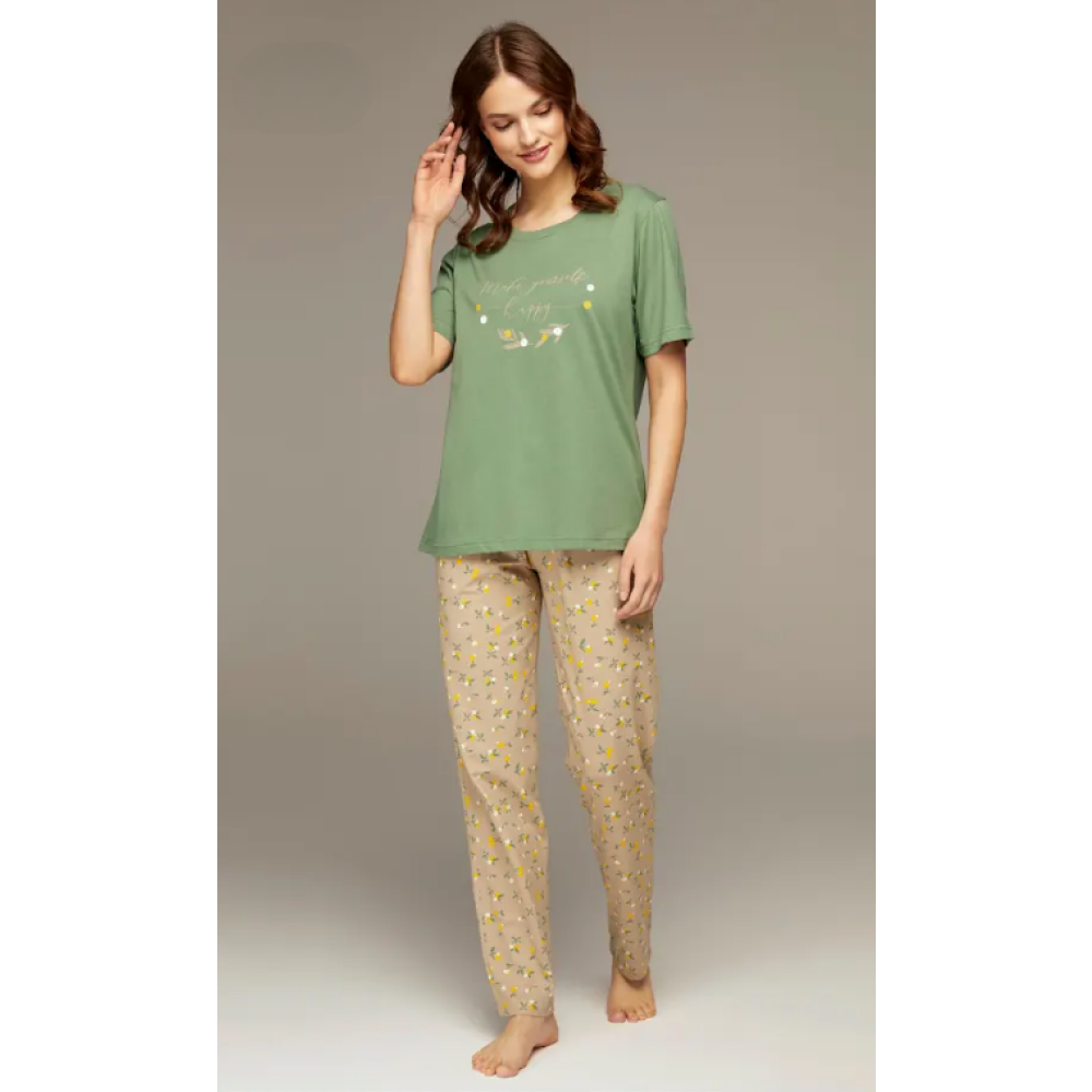 Hidden Beauty Lingerie Homewear Pajama Set, Green - S - 1