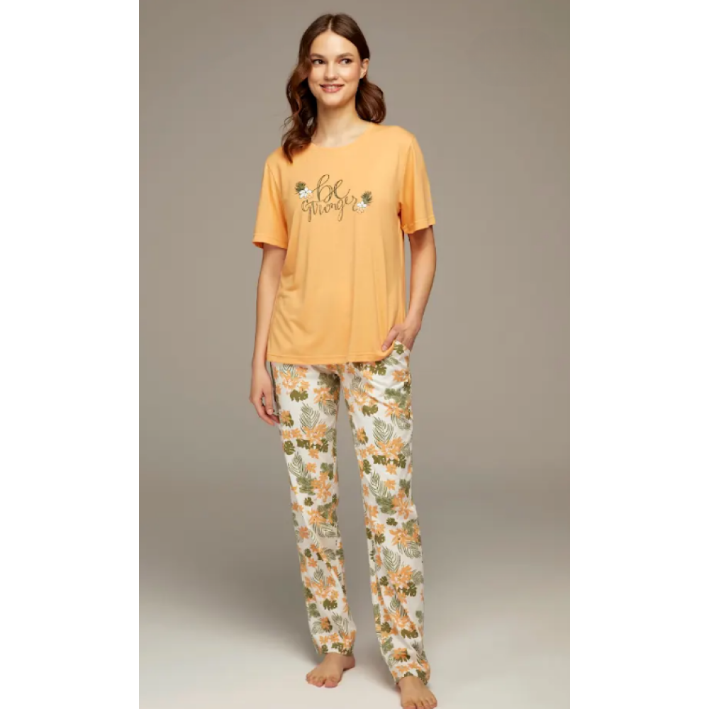 Hidden Beauty Lingerie Homewear Pajama Set, Orange - XL - 1