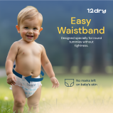 12dry Pants Easy Waist (size 3, 8-12 Kg, 52 Count) For Babies With Round Tummies 100% Ultra-absorbent Japanese, Thin Breathable Extra Soft Waistband - 2 miniature