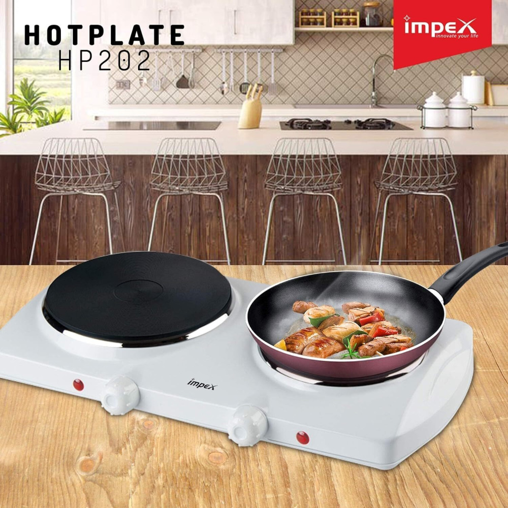 Electric Hot Plate Impex HP 202 Stainless Steel Double with Auto Thermostat, 2500W - 5