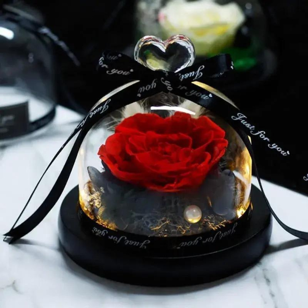 Designer Red Preserved Rose with Box - 1