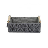 Homesmiths Small Cotton Rope Basket With Handle Grey 30 x 14 x H9 cm - 3 miniature