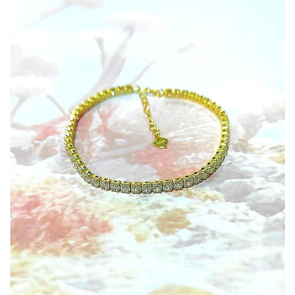 Модный ТЕННИСНЫЙ Браслет Из Стерлингового Серебра 925 Пробы С ПОЗОЛОЧЕННЫМ фианитом диаметром 3 мм - 5