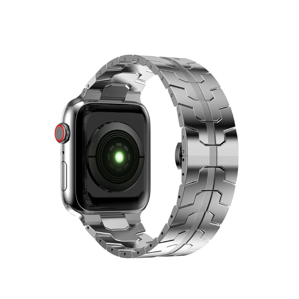 Perfii Stainless Steel Caterpillar Link Replacement Band for Apple Watch 41, 40, 38 mm Series 8/7/6/SE/5/4/3 - 2