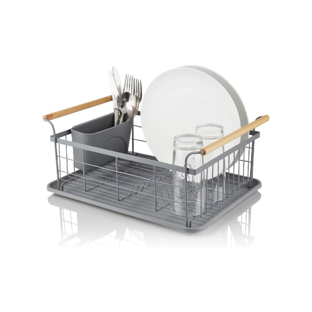 Swan SWKA5062GRYN Nordic Dish Rack with Removable Cutlery Basket, Grey - 2