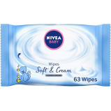 NIVEA Baby / Wipes, Soft and cream, Caring cream protection, 63 wipes - 1 miniature