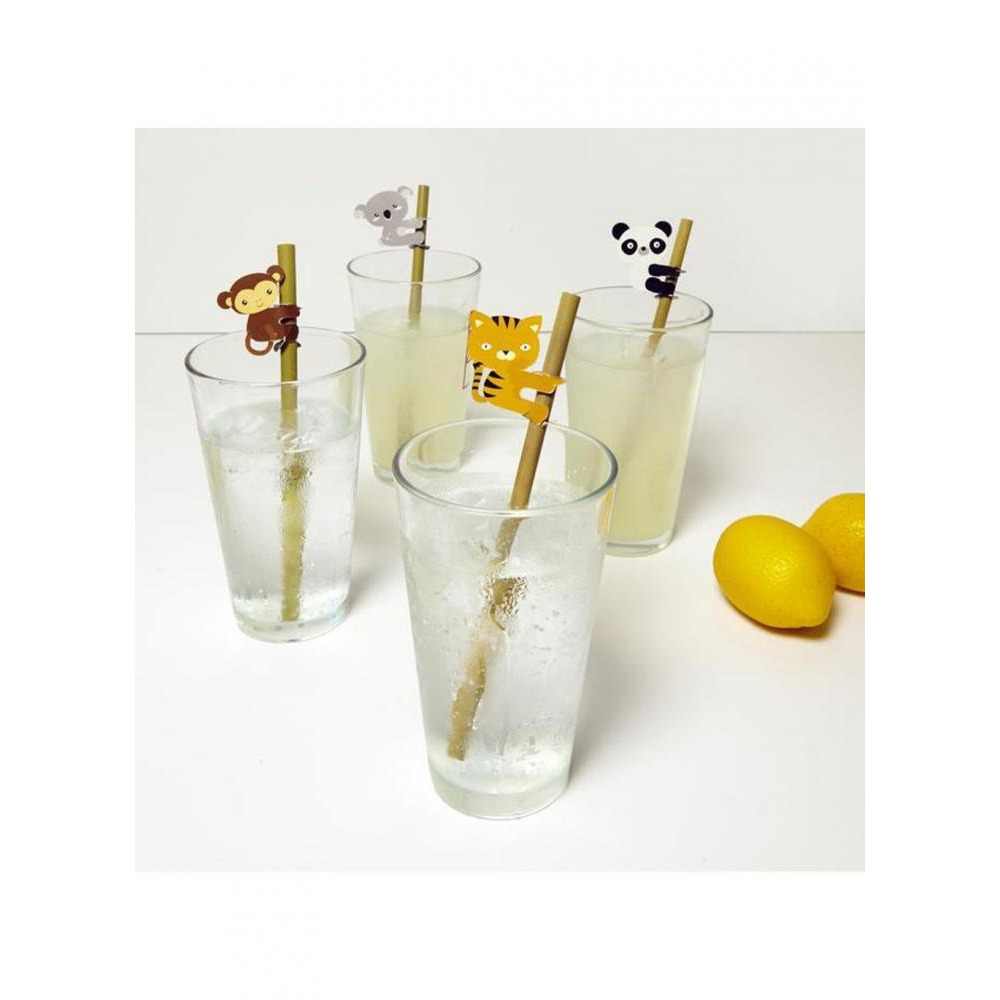 Kikkerland Animal Bamboo Straws Set of 4 - 2