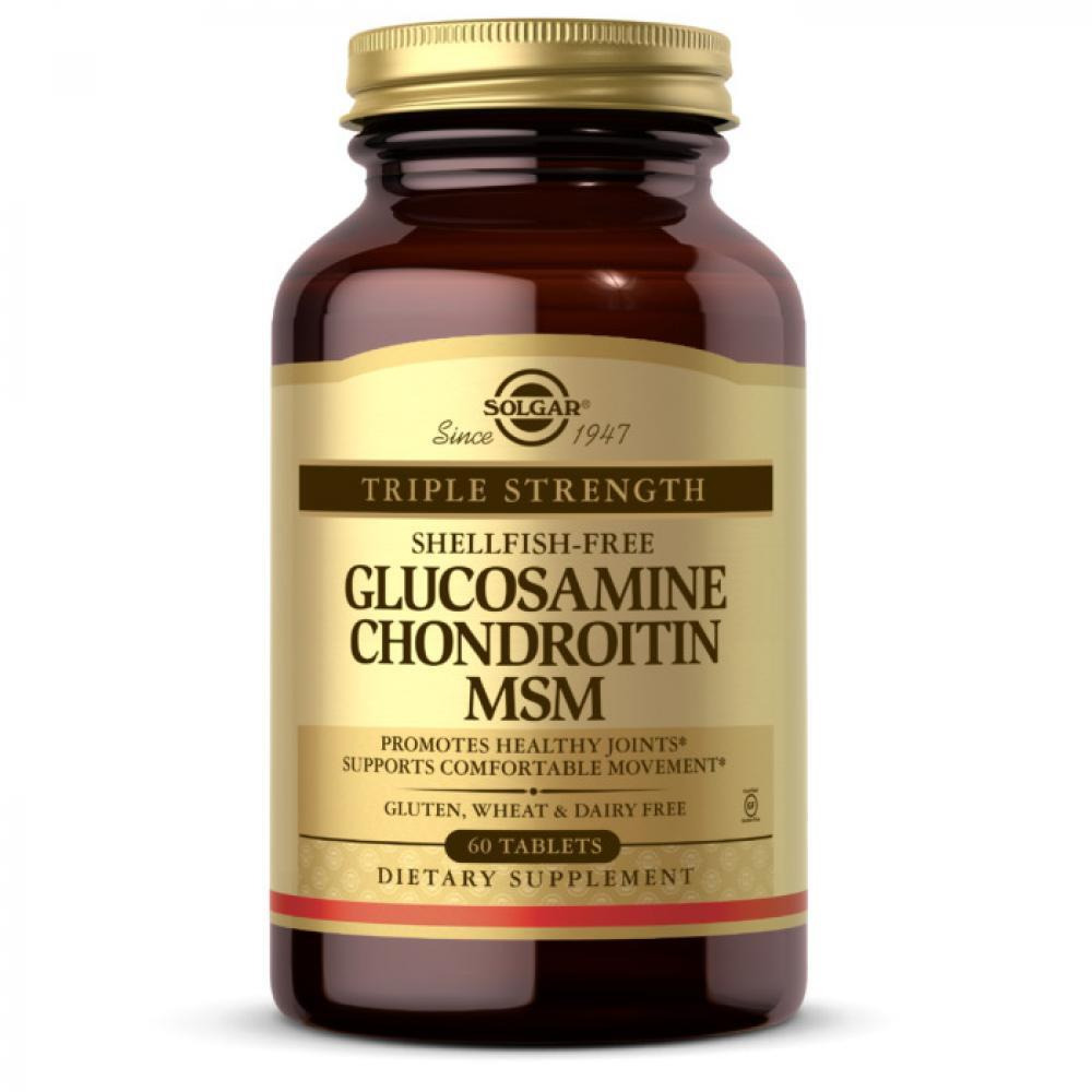 Solgar Triple Strength Glucosamine Chondroitin MSM (Shellfish-free), 60 Tablets - 1
