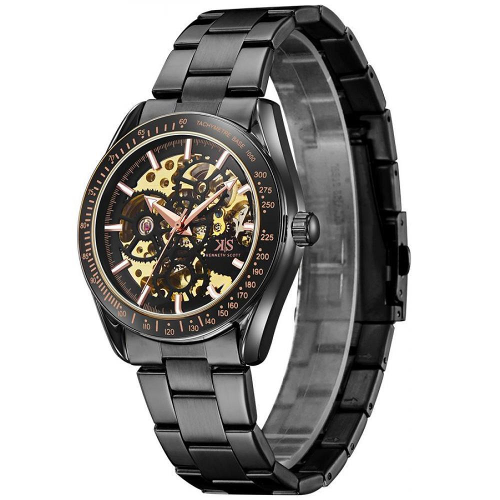 Kenneth Scott Men's Black Dial Mechanical Watch - K22312-BBBB - 2