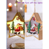 Набор из 3 Деревянных Подвесных Подвесок В Виде звездной ЕЛКИ Со светодиодной Подсветкой И Украшением в Стиле Санты для Вечеринок, Мероприятий и особы - 7 miniature