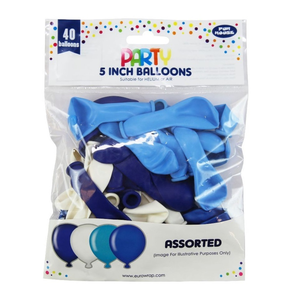 Fun House 5 Inch Blue Balloons Pack of 40 - 1