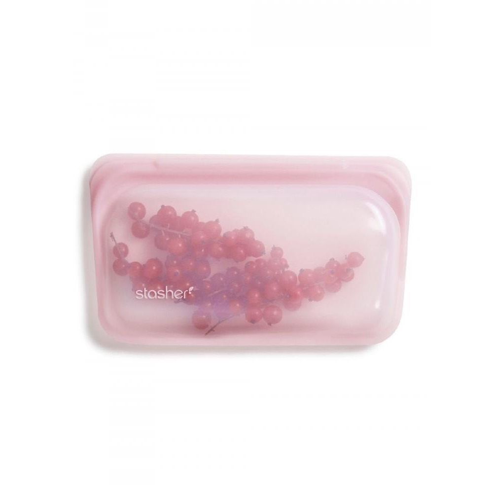 حقيبة الوجبات الخفيفة من السيليكون القابلة لإعادة الاستخدام سعة 290 مل من Stasher باللون الوردي الفاتح - 1