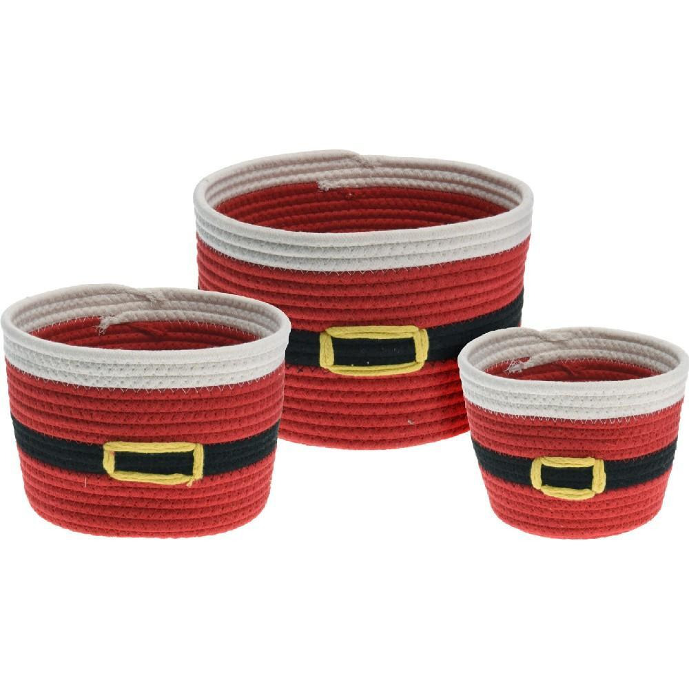 Koopman Xmas Basket Cotton Set Of 3 - 1