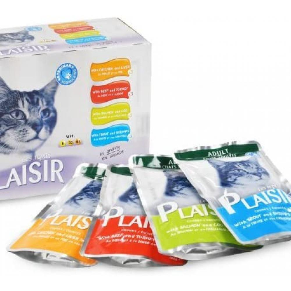 Plaisir / Cat food, Cats chunks in gravy, 12 x 3.5 oz (100 g) - 1