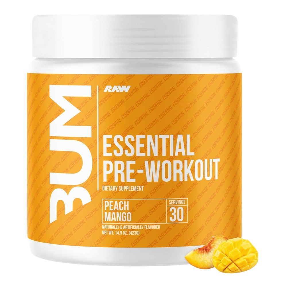 Raw Cbum Essential Pre-workout - Caffeine, L-citrulline, L-tyrosine, Beta Alanine Blend - 405g - 30 Servings - Peach Mango - 1