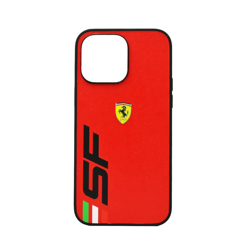 Ferrari Pu Leather Case With Printed Big Sf Logo For Iphone 14 Pro Max Red - 1