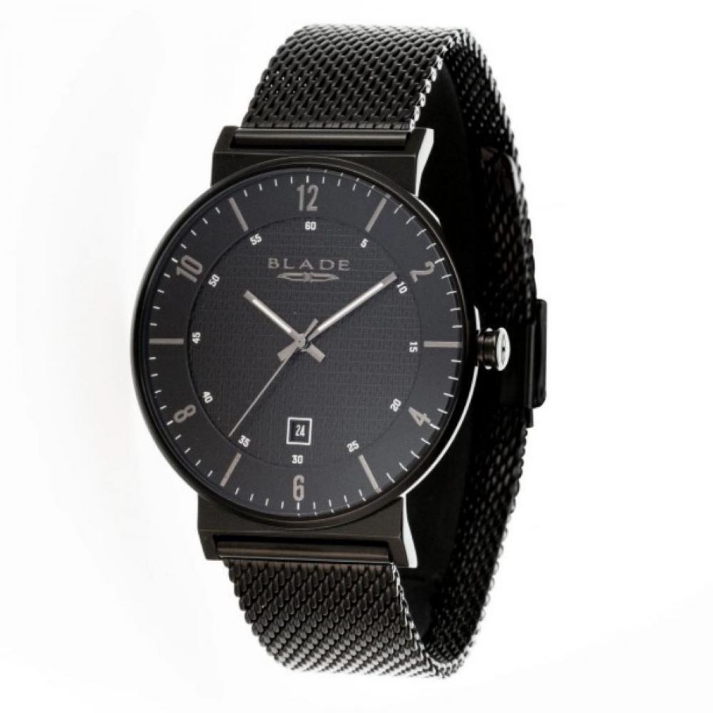 BLADE Wanderer SS Noir 3684G2NNN SS \& Mesh Date Men's Watch - 1