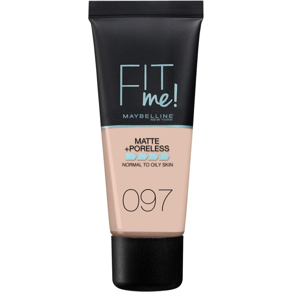Maybelline Fit Me Foundation, Matte & Poreless, Full Coverage Blendable Normal To Oily Skin, 097 Natural Porcelain - 1