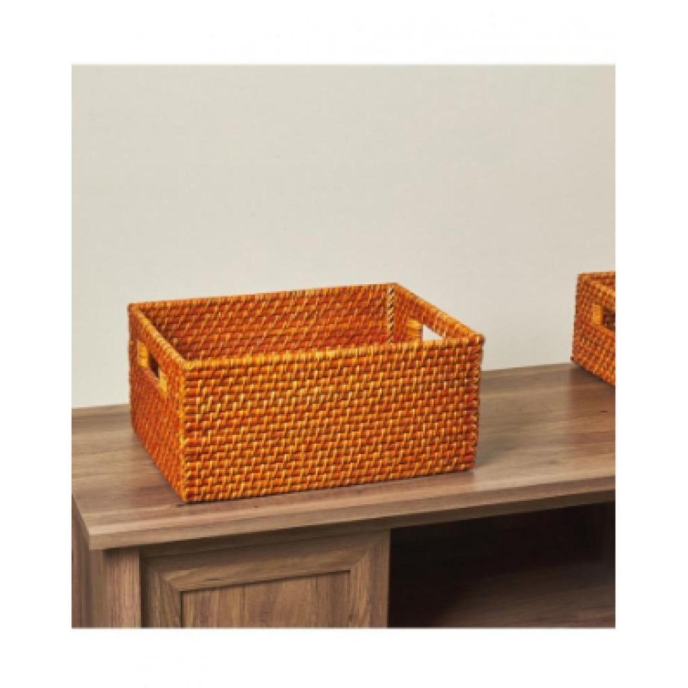Homesmiths Copper Rattan Storage Bins With Handles Large - 2