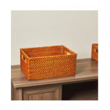 Homesmiths Copper Rattan Storage Bins With Handles Large - 2 miniature